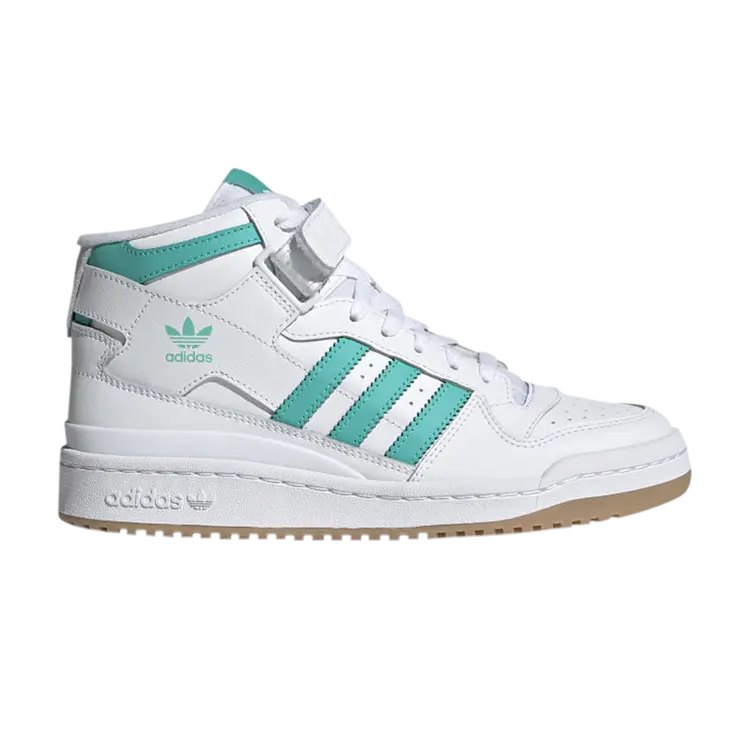 Кроссовки Adidas Wmns Forum Mid высокие с логотипом, белый/бирюзовый