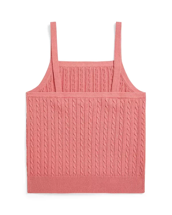 Хлопковая майка с коротким рукавом и косичкой - для детей постарше Ralph Lauren, Pink — фото 4