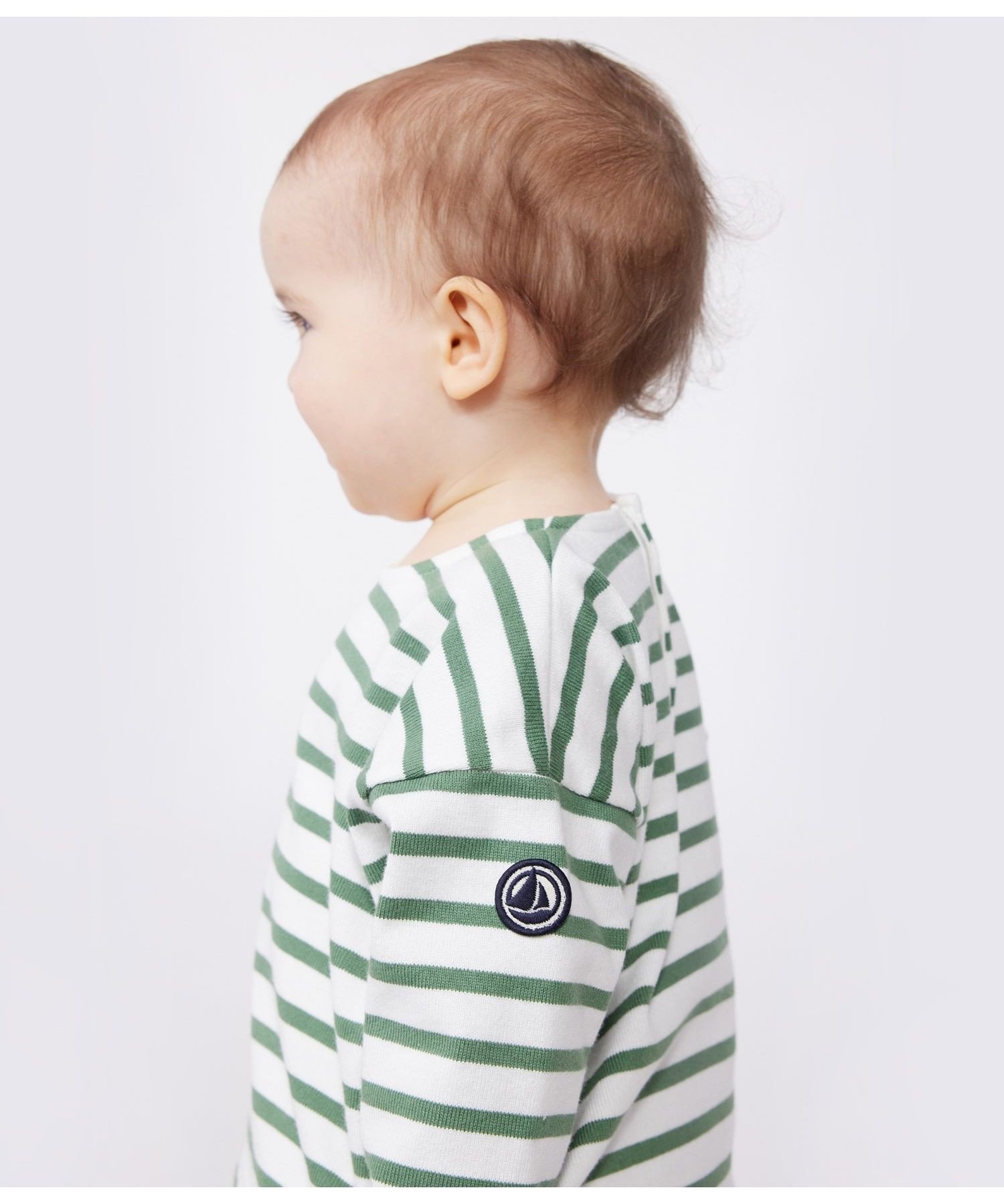 Пуловер мариньер PETIT BATEAU, Off-white/green — фото 3
