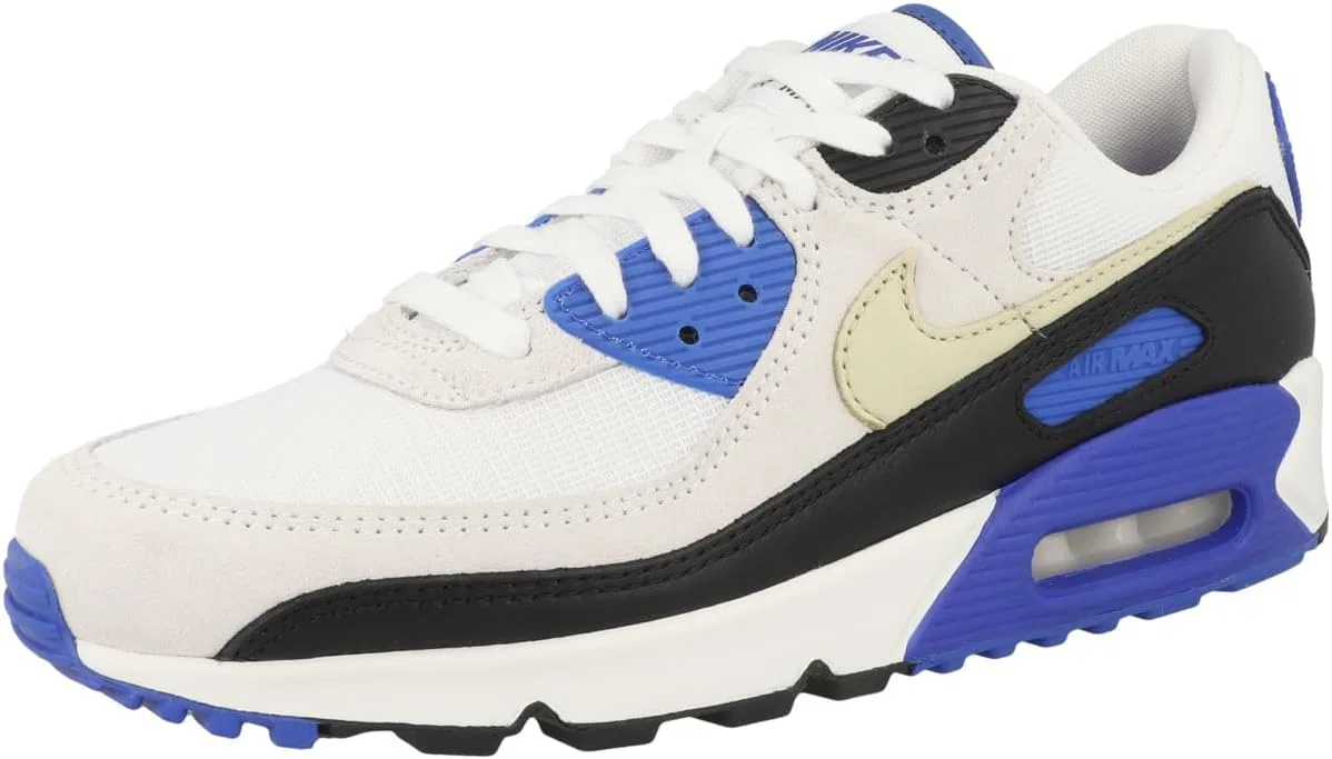 Мужские кроссовки Nike Air Max 90 Premium, White Khaki Racer Blue Black — фото 4