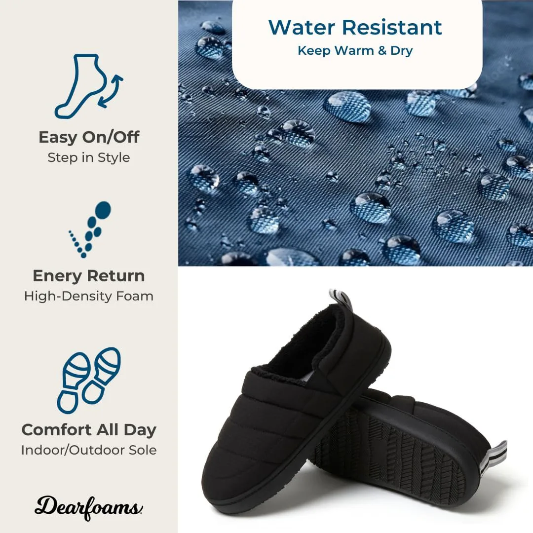 Мужские тапочки Dearfoams Indoor Outdoor Cullen Ripstop с наполнителем и стеганой спинкой для кемпинга, черный — фото 4
