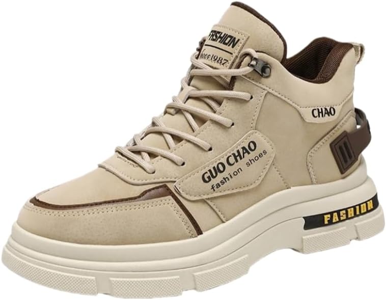 

Мужские модные ботинки на шнуровке с высокой подошвой, округлым носком и резиновой подошвой- удобные и мягкие, подходят для работы или использования на улице Hoalox, хаки