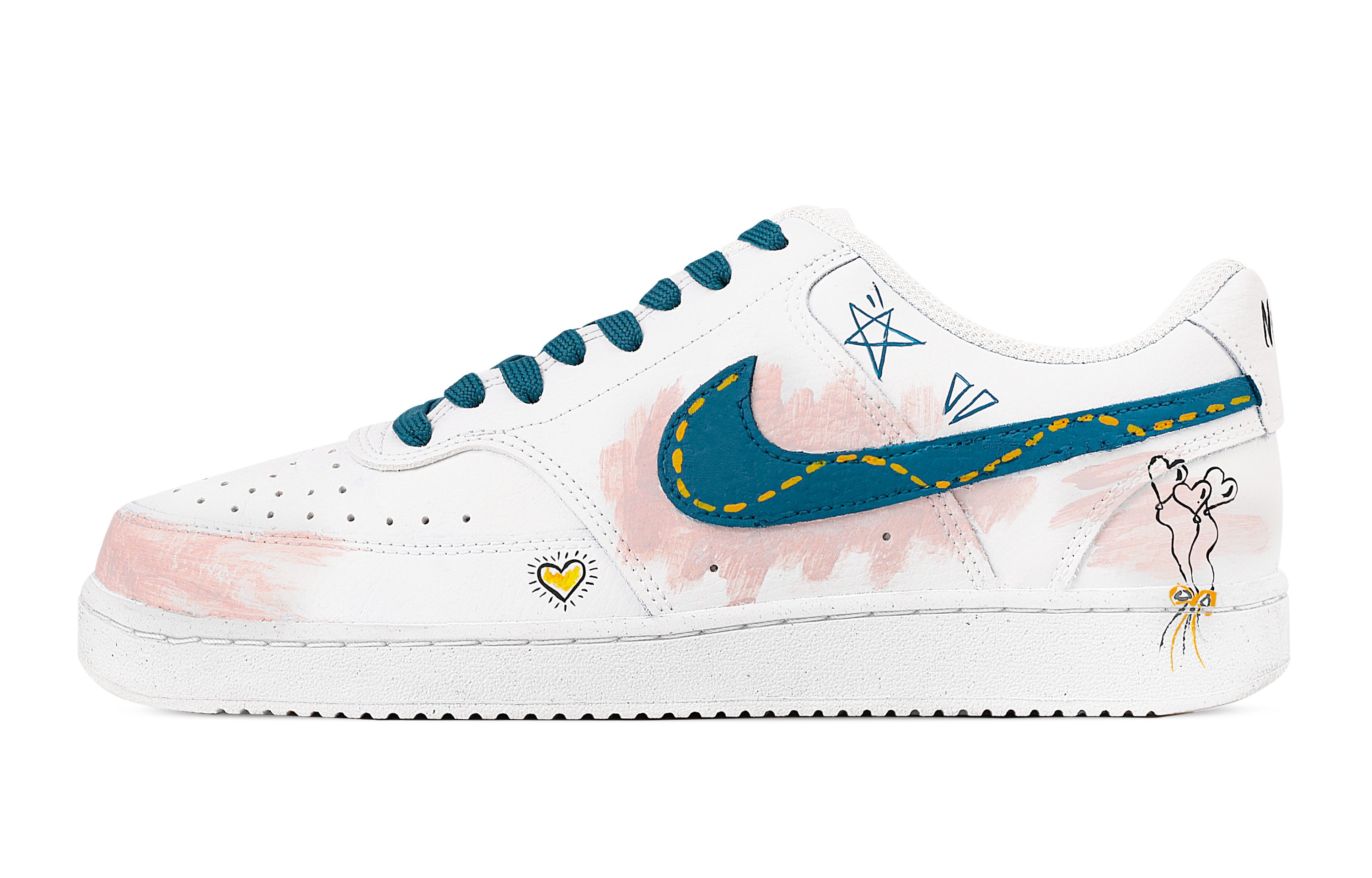 

Nike Кроссовки Court Vision 1 Fairy Tale Starry Heart, износостойкие, низкие, для скейтбординга, мужские, бежево-синие