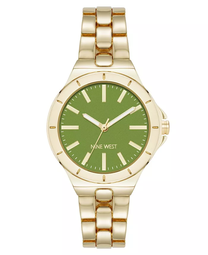 

Женские часы Quartz Iconic с оливковым циферблатом и позолоченным металлическим сплавом, 35 мм Anne Klein