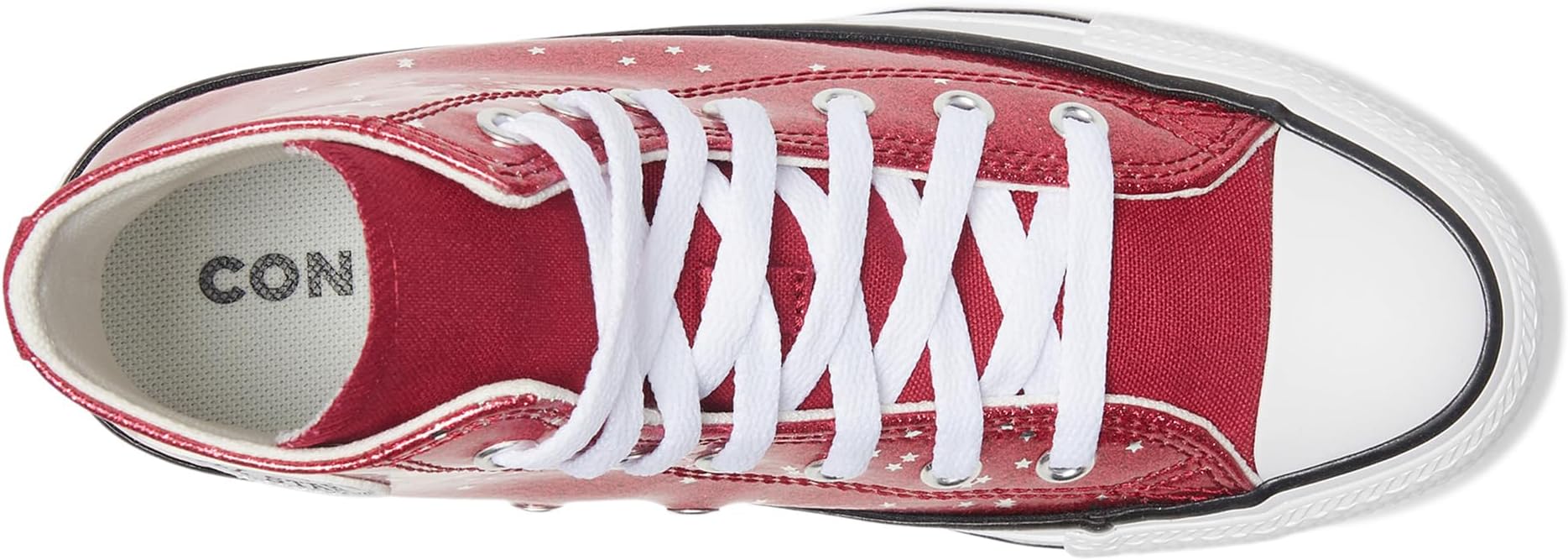 Кроссовки Converse Kids Chuck Taylor All Star Glitter, цвет Sporty Berry/White/Egret — фото 2