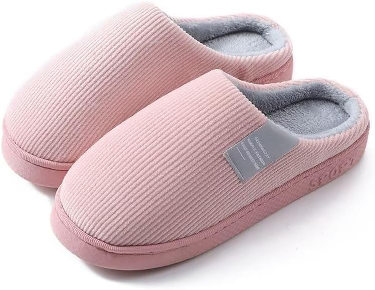 

Женские и мужские нескользящие удобные теплые хлопковые домашние тапочки Zonkacen, розовый