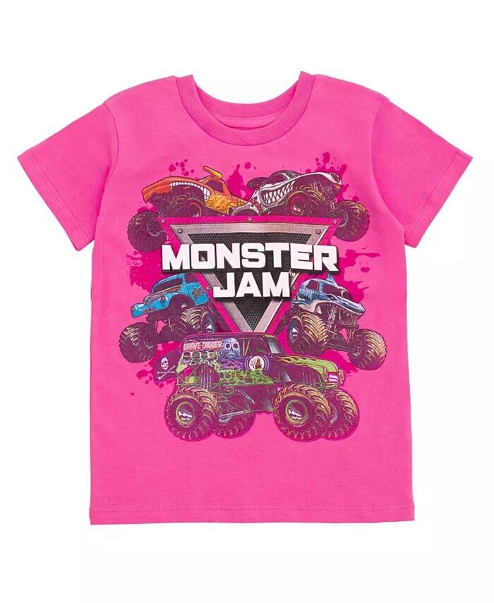 Комплект из 2 футболок для девочек Grave Digger El Toro Loco Whiplash Monster Mut Dalmatian Megalodon Monster Jam, мультиколор — фото 3