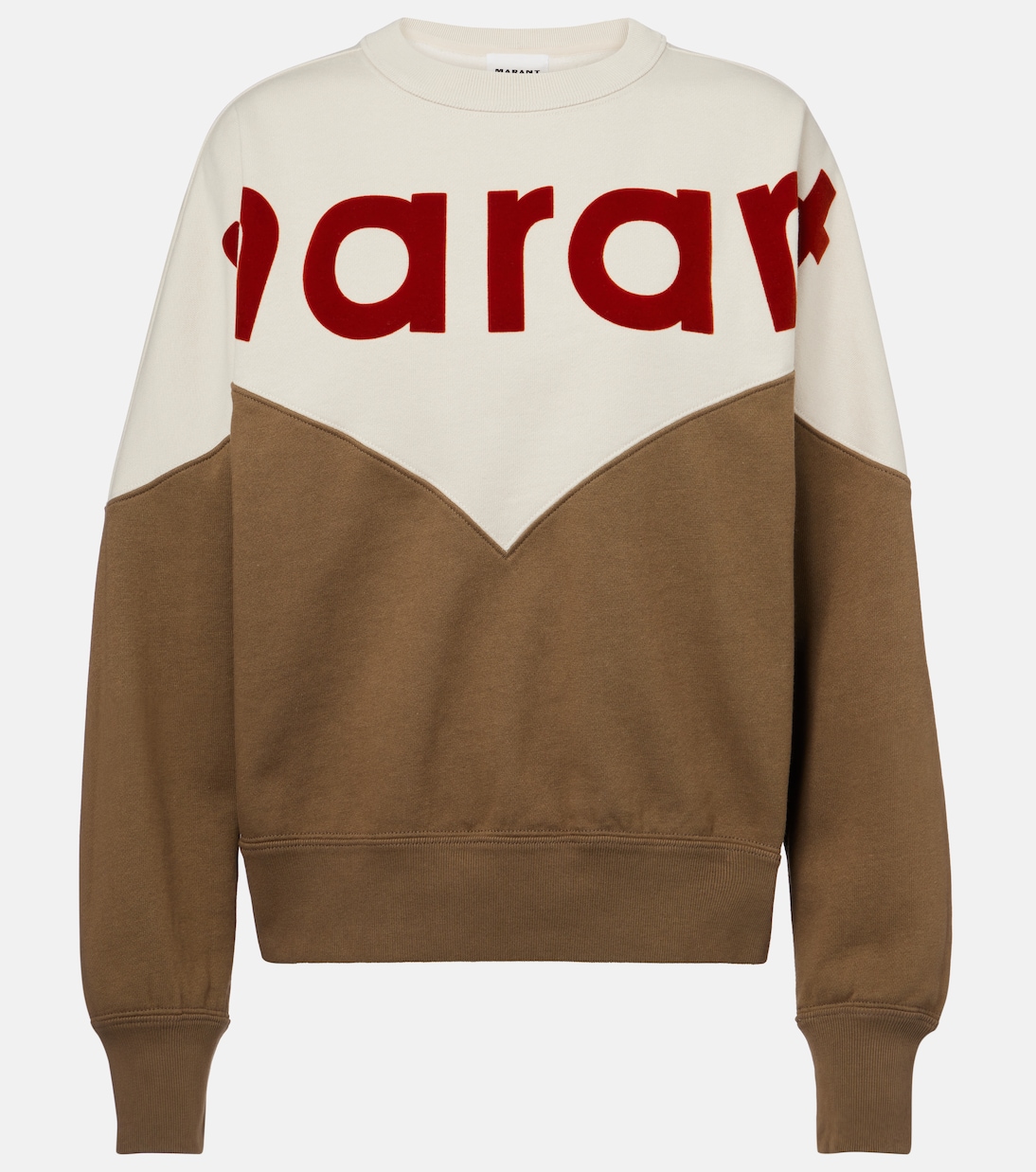 

Хьюстонский джерси-свитшот из хлопковой смеси Marant Etoile, Ecru/Dark Khaki