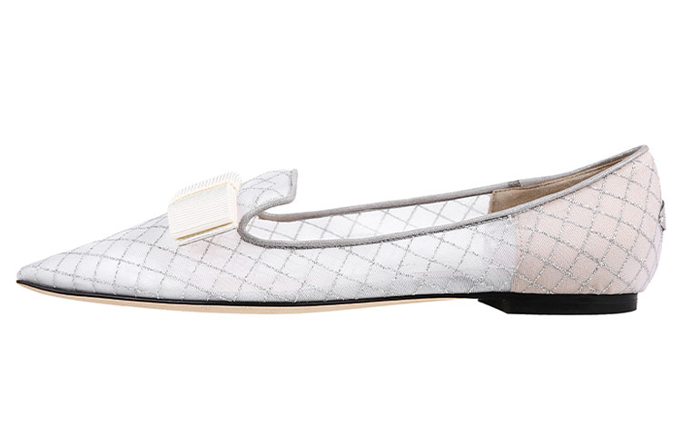 Jimmy Choo Туфли женские серебряные на плоской подошве