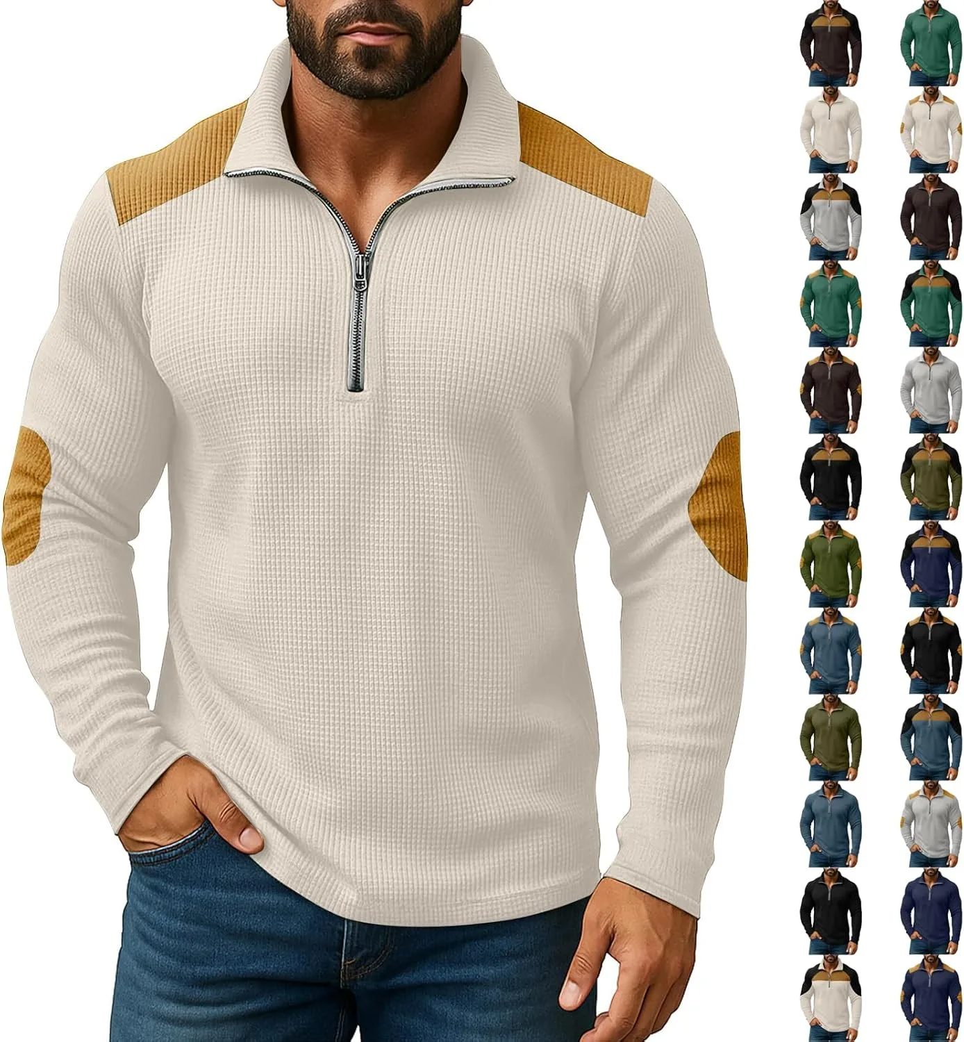 

Waffle мужская толстовка с длинным рукавом и воротником-стойкой tobchonp