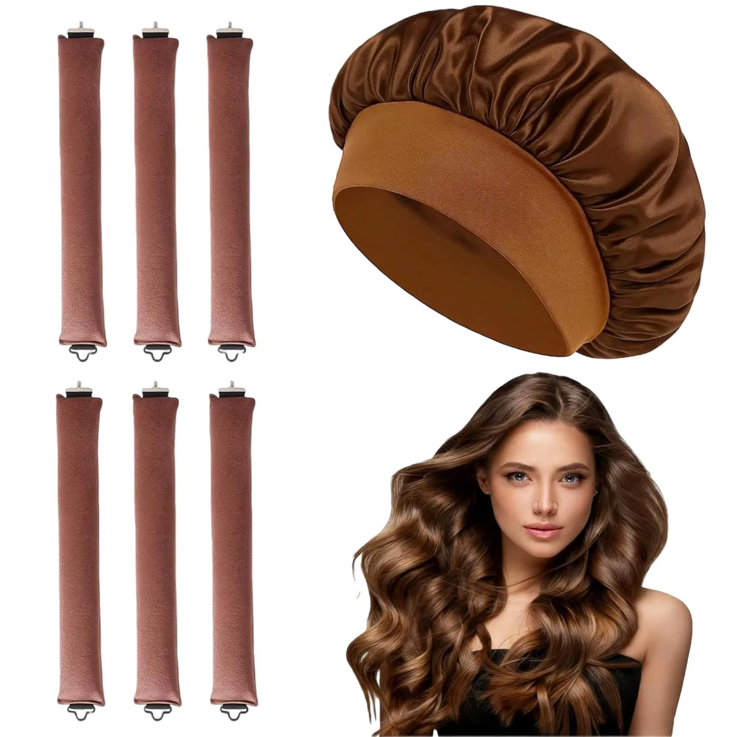 Набор для холодной завивки Ceriselle Heatless Curls Band с 6 бигудями Jumbo Flexi Rods Ceriselle