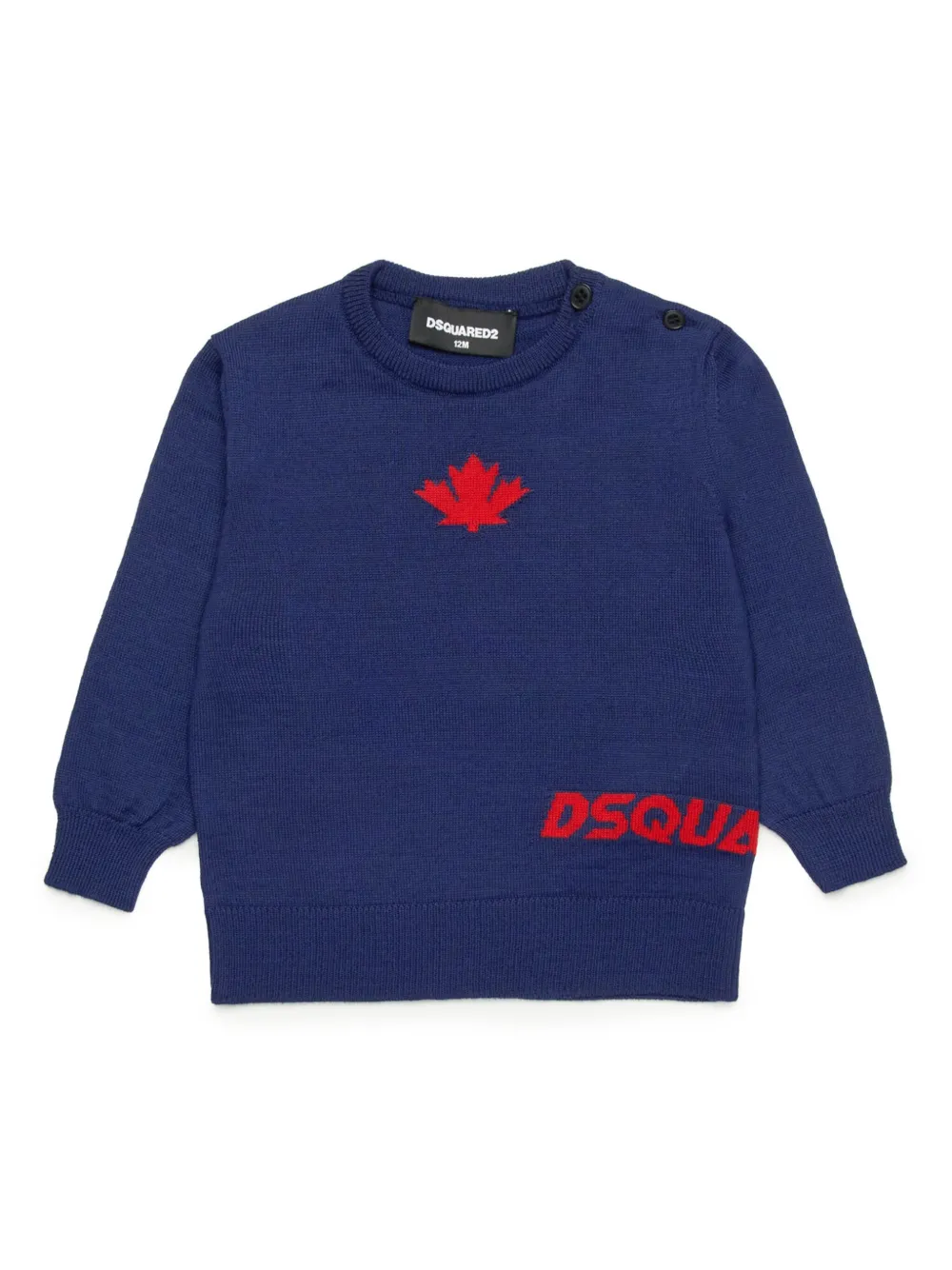 

Джемпер вязки интарсия с круглым вырезом DSQUARED2 KIDS, синий
