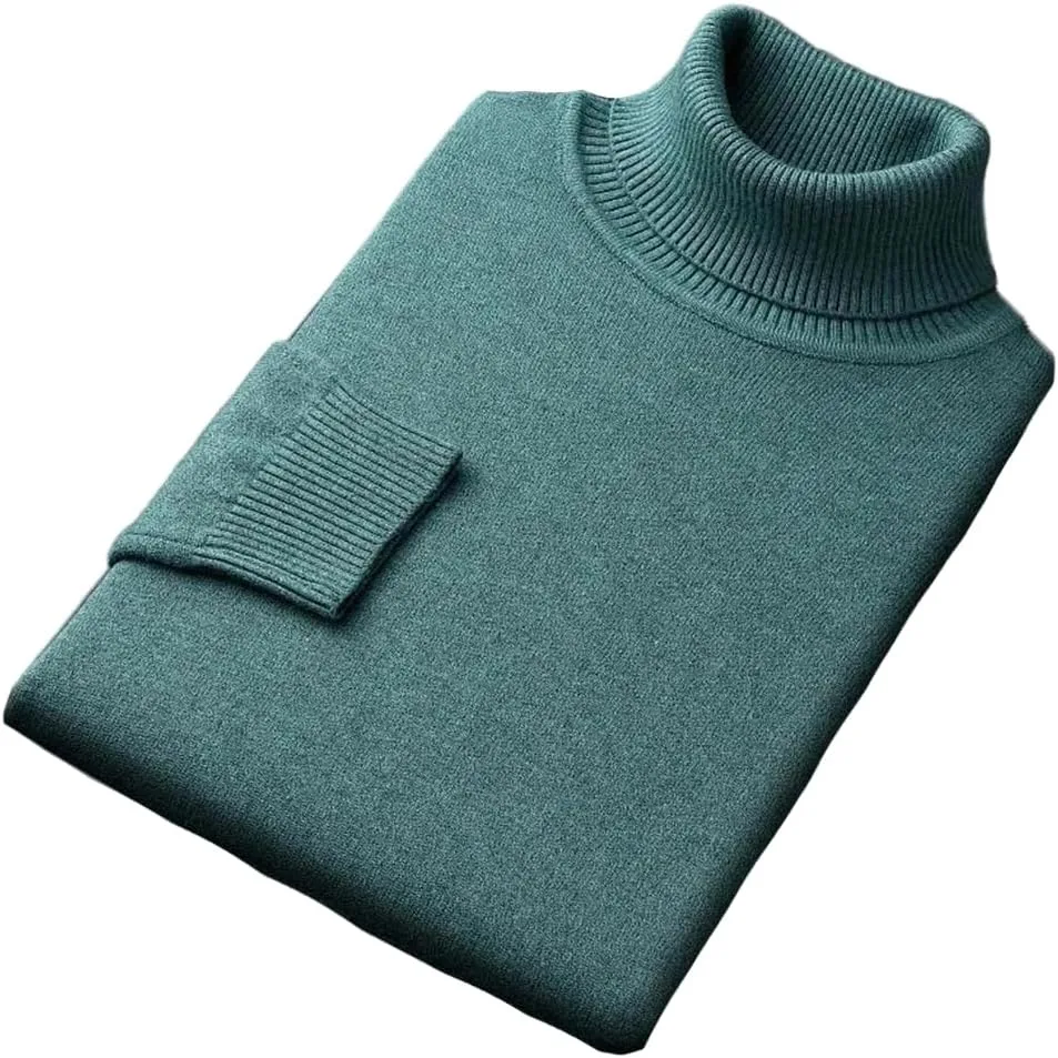 

Мужской зимний вязаный свитер с воротником-стойкой однотонный slim fit