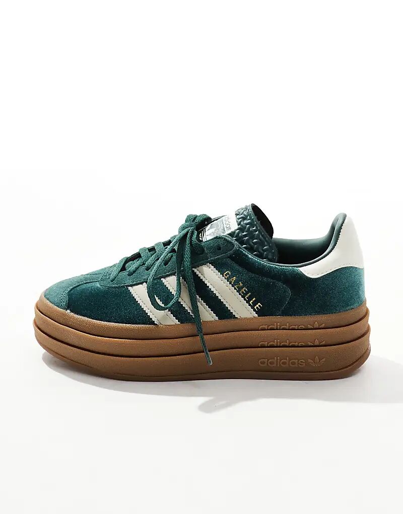 Кроссовки Gazelle Bold темно-зеленого цвета с бархатистым оттенком adidas Originals — фото 2