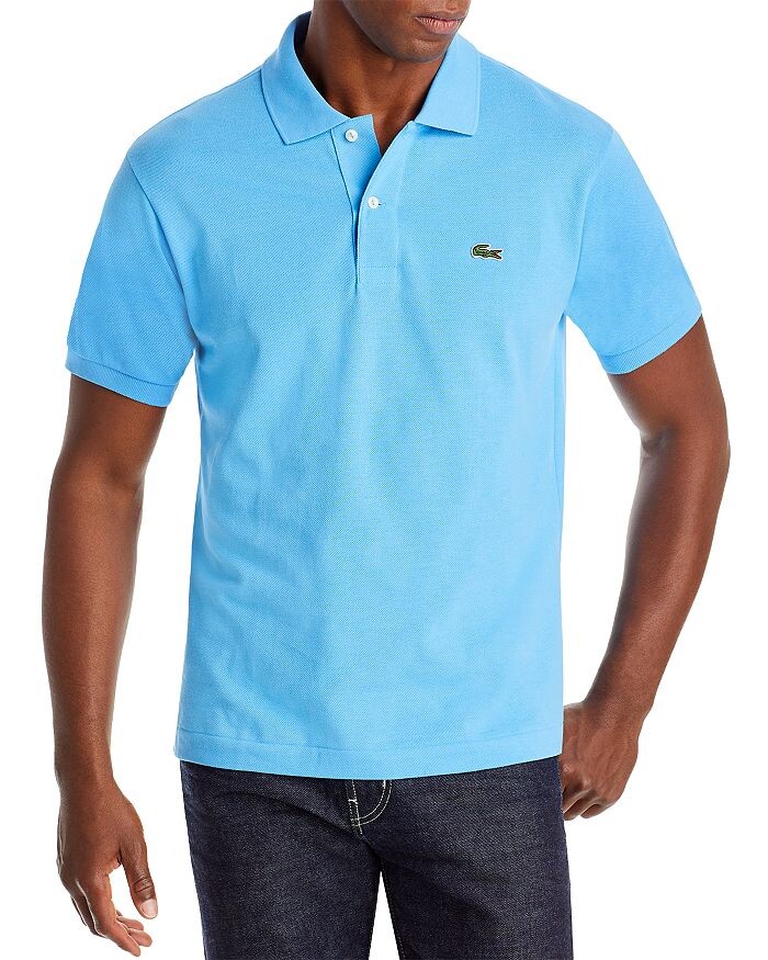 

Классическая модная рубашка поло Lacoste из хлопкового пике, синий