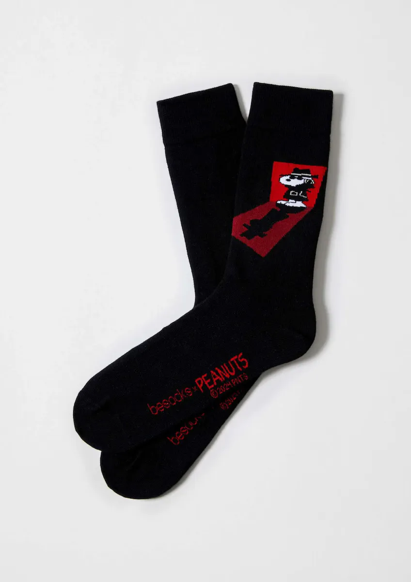 

Носки унисекс со Снупи из черного органического хлопка Besocks, черный