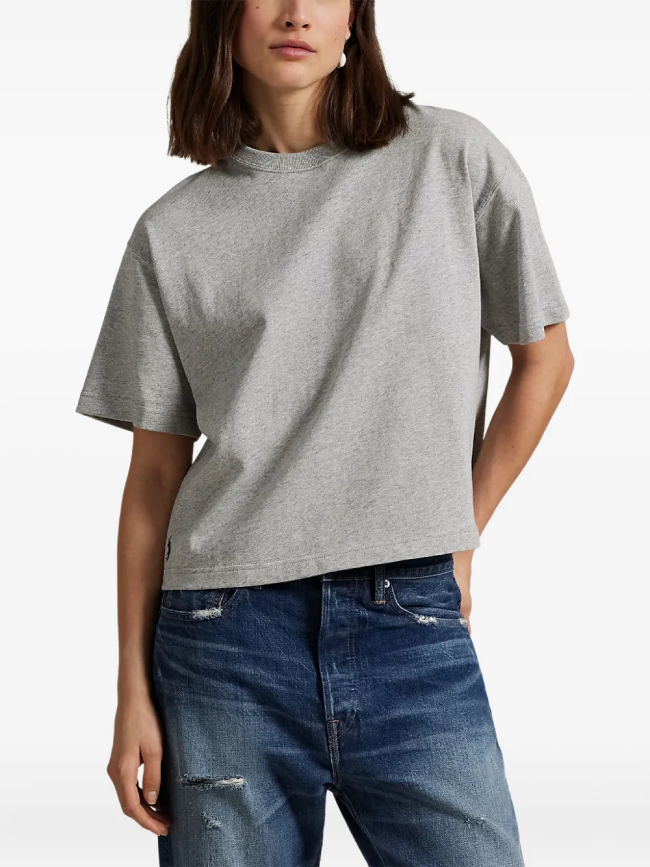Polo Ralph Lauren футболка с вышивкой Polo Pony, серый — фото 3