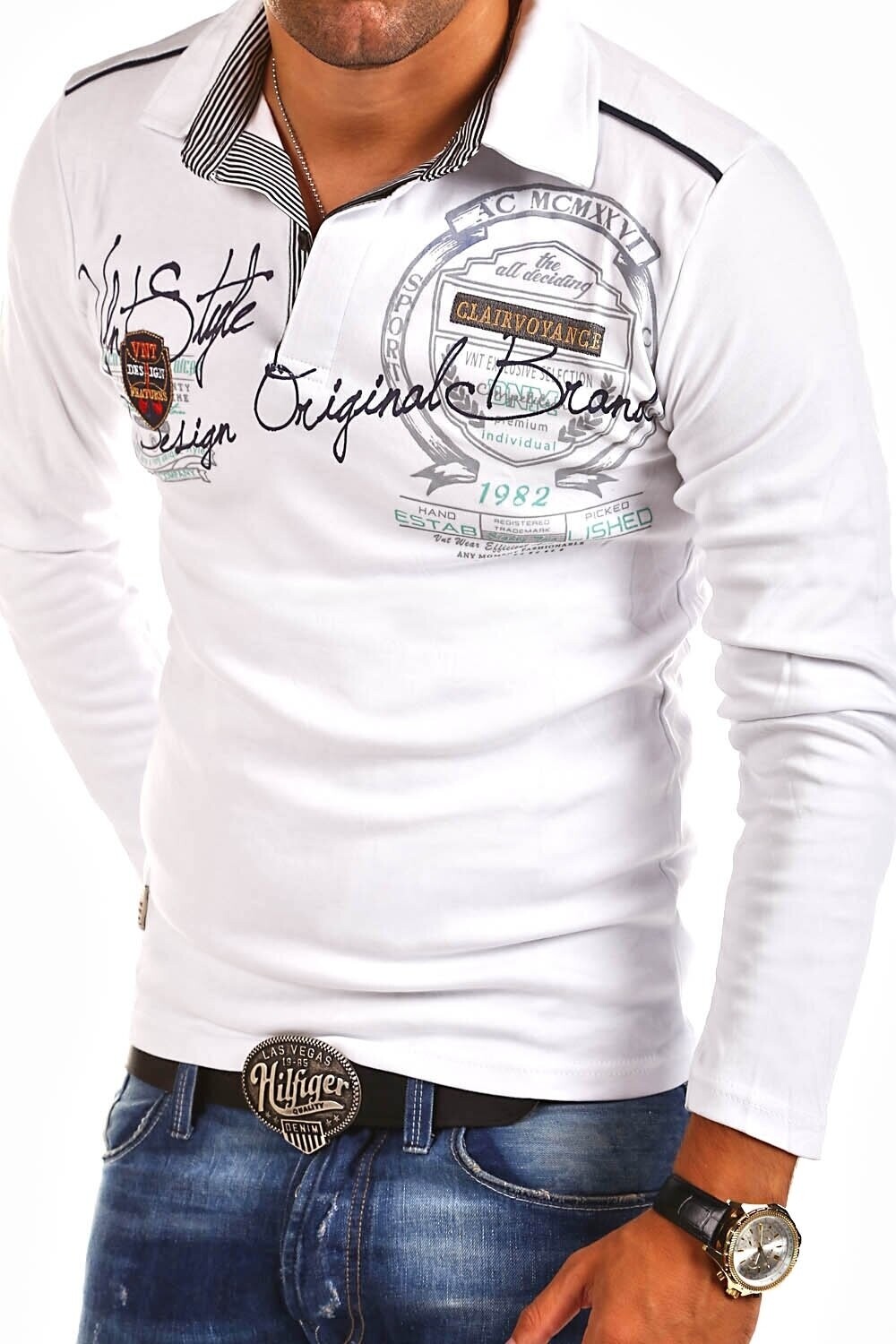 

Поло behype Langarmshirt Ambition, белый