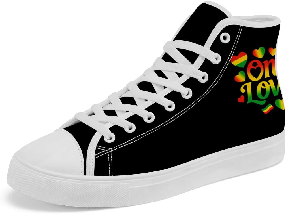 

Высокие кеды Rasta из ткани для мужчин и женщин, ямайские высокие кроссовки на шнуровке, повседневная обувь, подарок для папы и мамы Chebing, черный