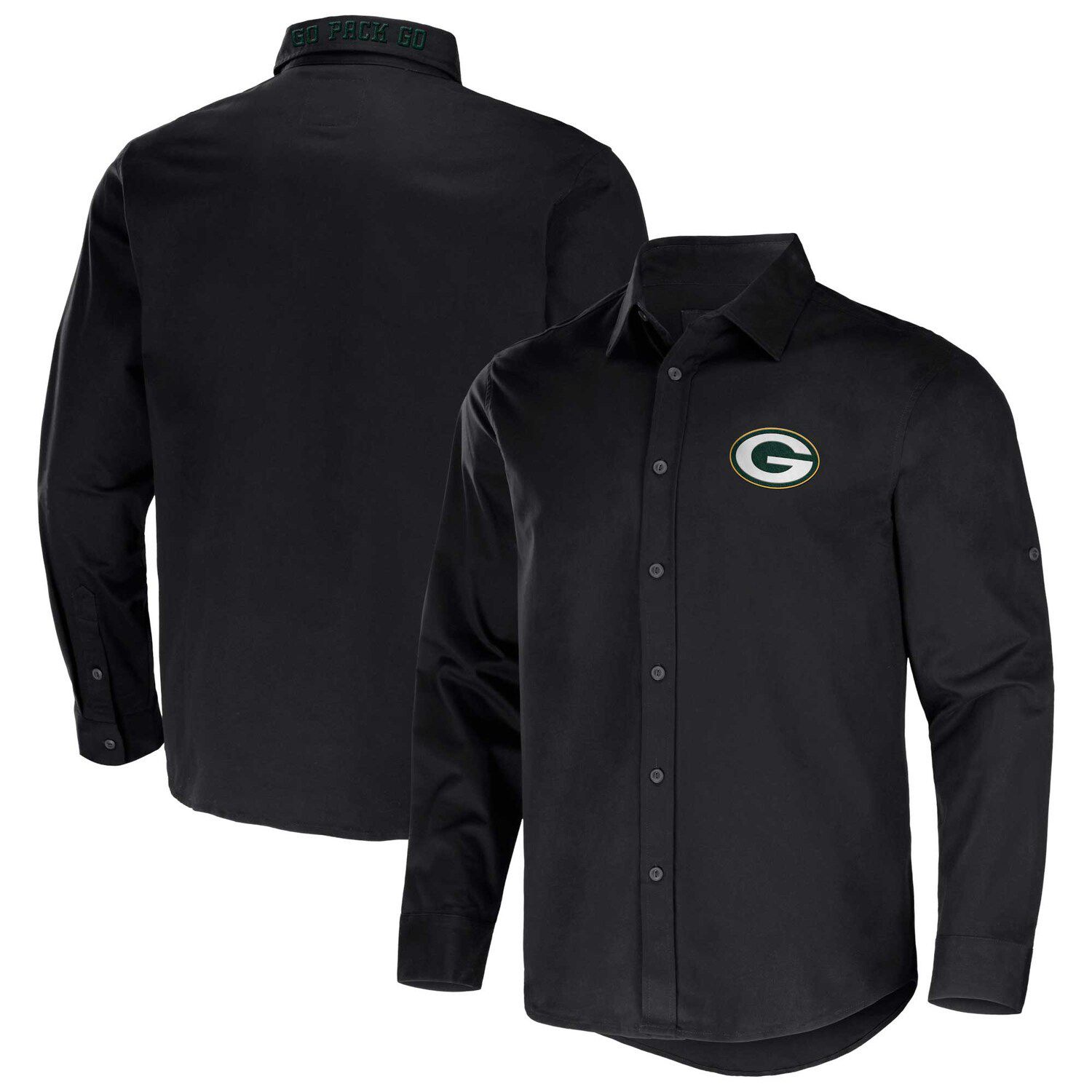 

Мужская коллекция NFL x Darius Rucker от Fanatics Black Green Bay Packers, трансформируемая саржевая рубашка на пуговицах с длинными рукавами