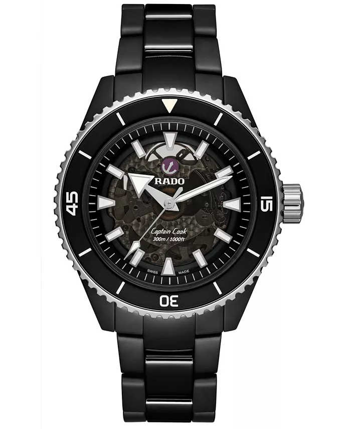 

Мужские автоматические часы Swiss Automatic Captain Cook Black High Tech Ceramic с браслетом, 43 мм Rado