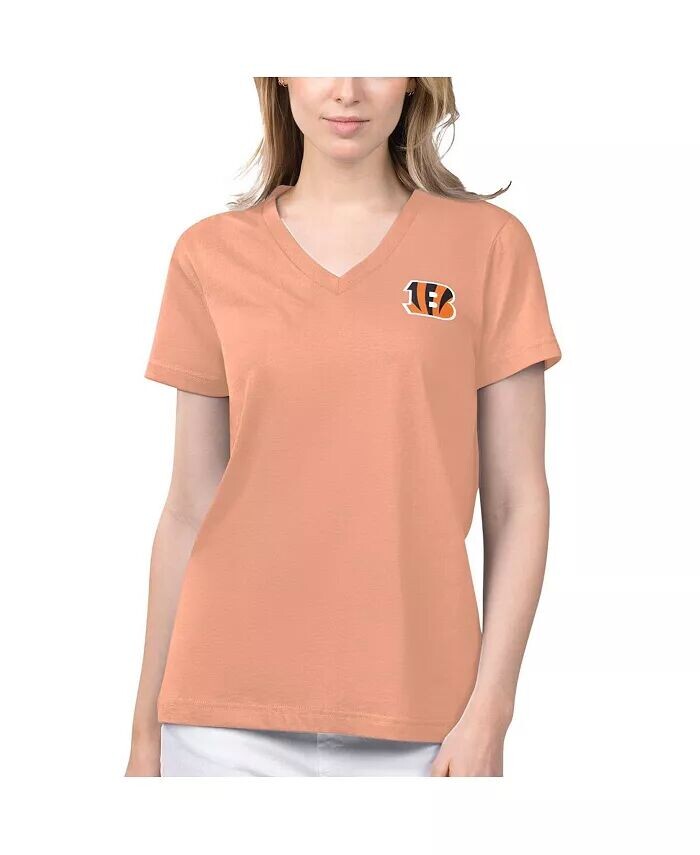 

Женская футболка Coral Cincinnati Bengals Game Time с V-образным вырезом Margaritaville