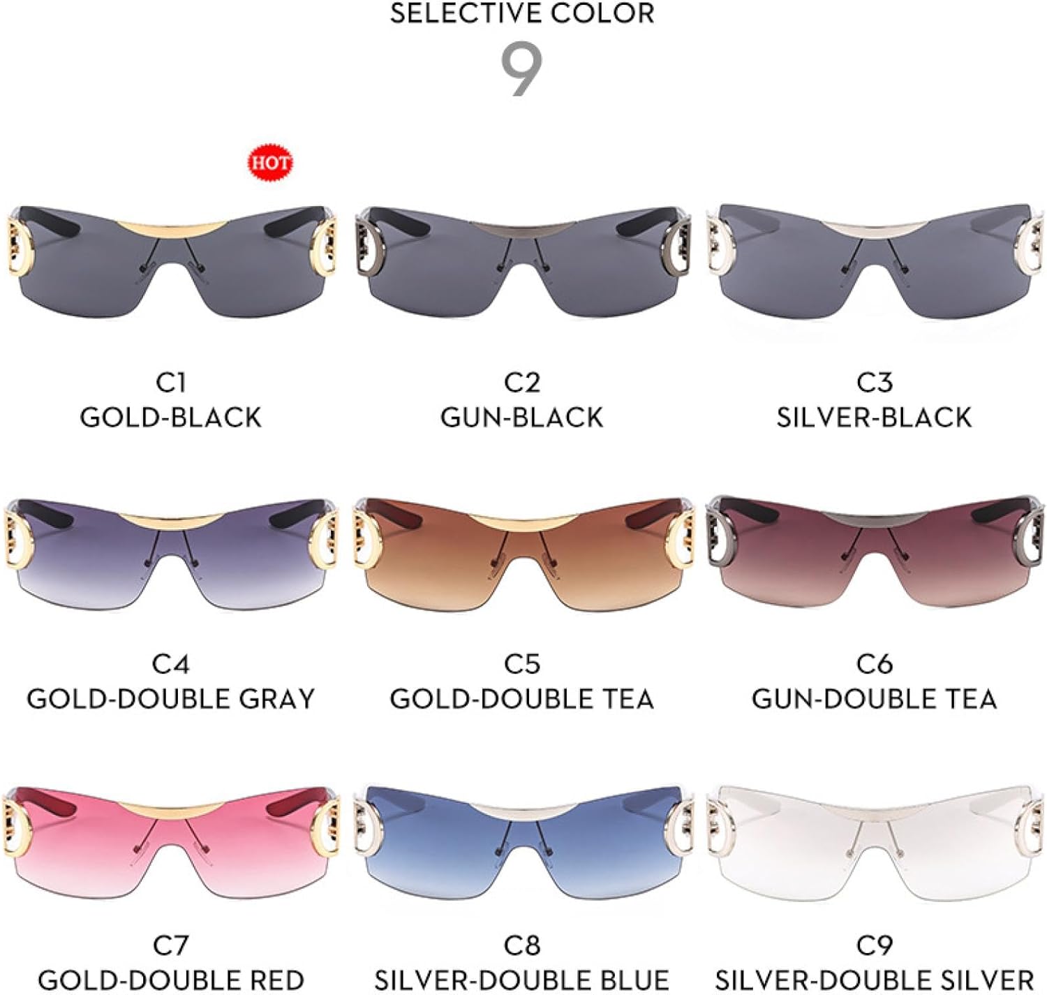 

Винтажные роскошные безрамочные спортивные солнцезащитные очки в стиле панк для мужчин и женщин, цельные, модные и стильные, с защитой от УФ-излучения UV400 TKKTLLT, Gun Gradient Gray