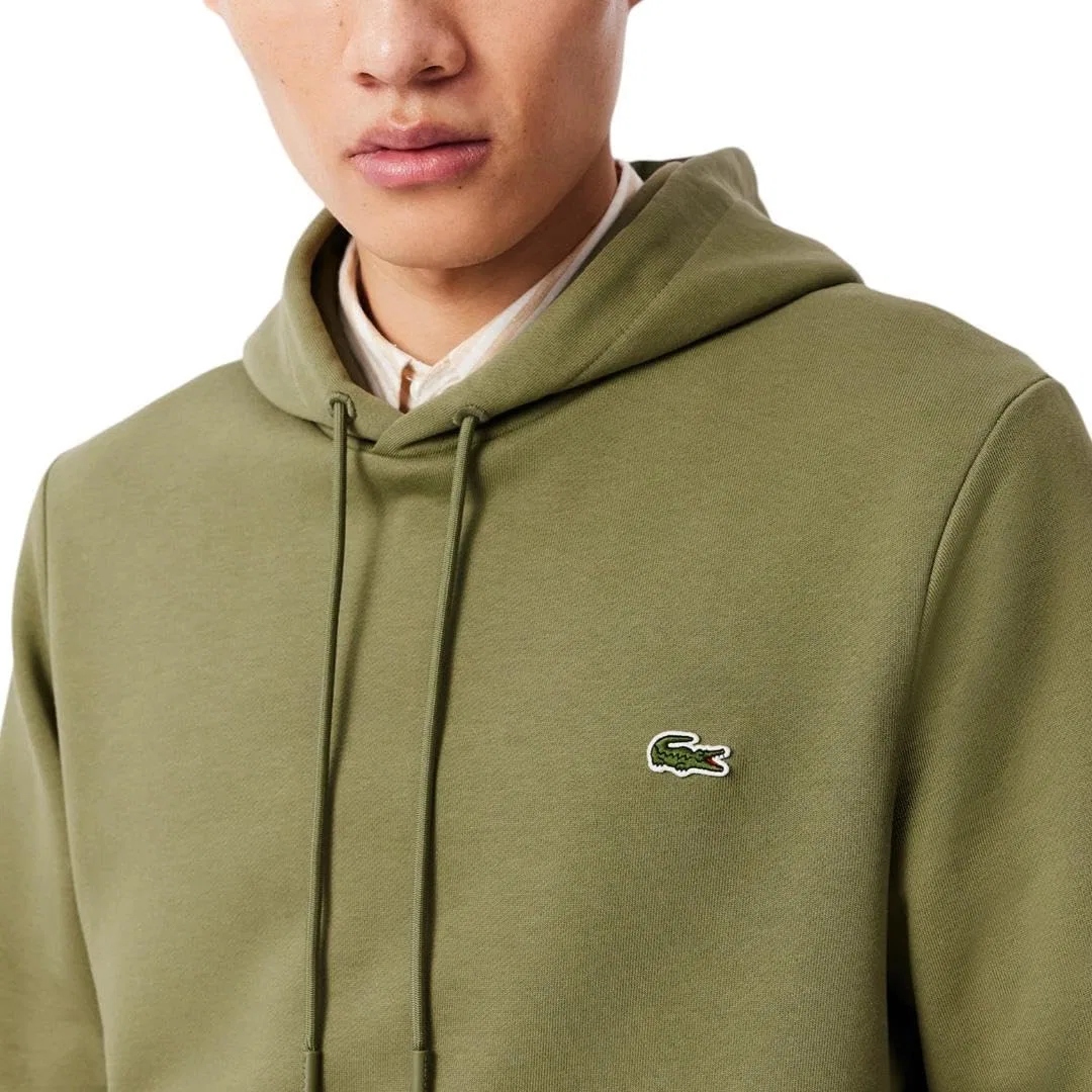 Мужская хлопковая флисовая толстовка Lacoste, хаки — фото 2