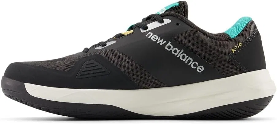Мужские теннисные кроссовки New Balance, цвет Black Cement/Cyber Jade/Clementine — фото 2