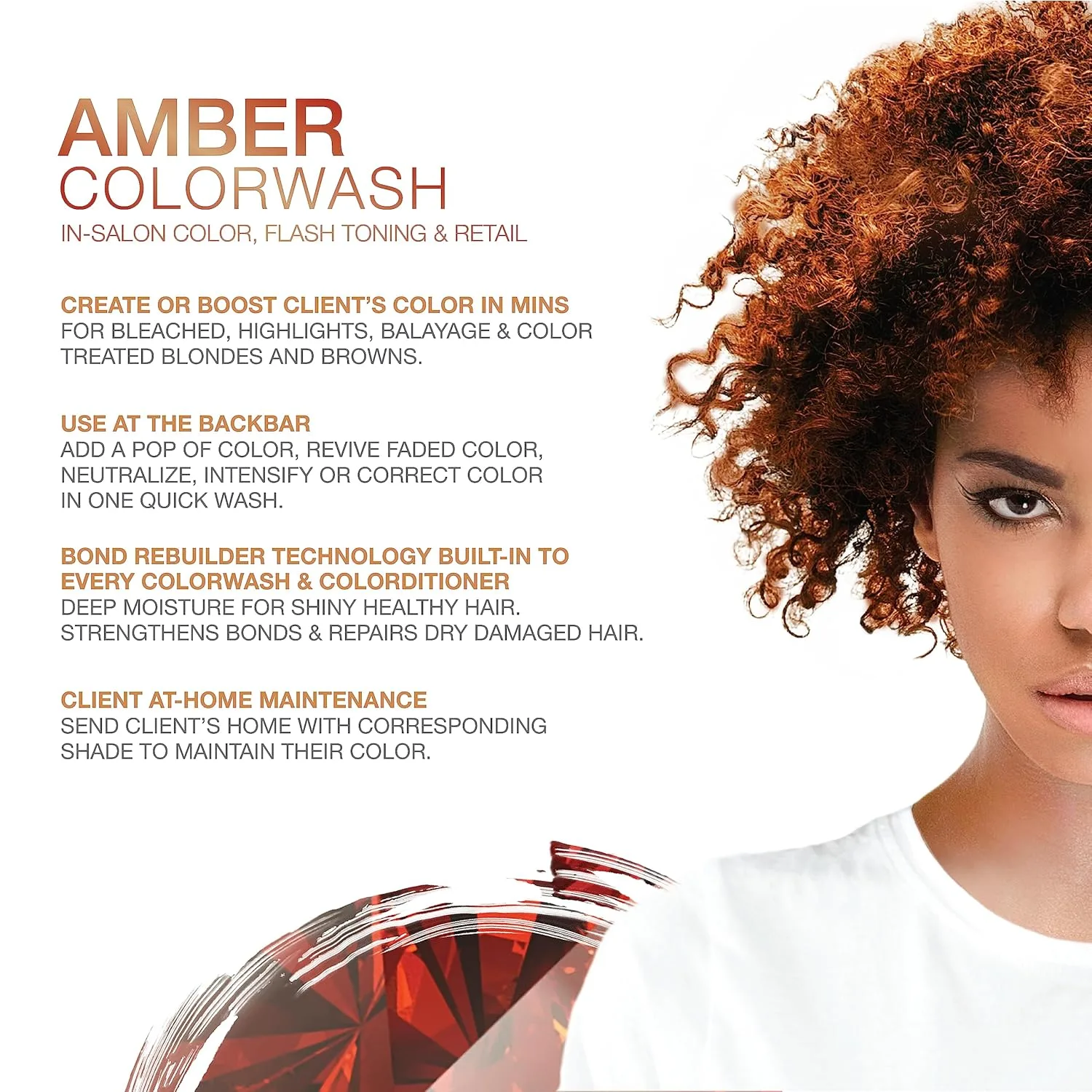 Шампунь Celeb Luxury Colorwash Color Depositing Shampoo - освежитель цвета, веганская краска для волос, средство для восстановления связей Bondfix, Viral и Gem Lites., Amber — фото 2