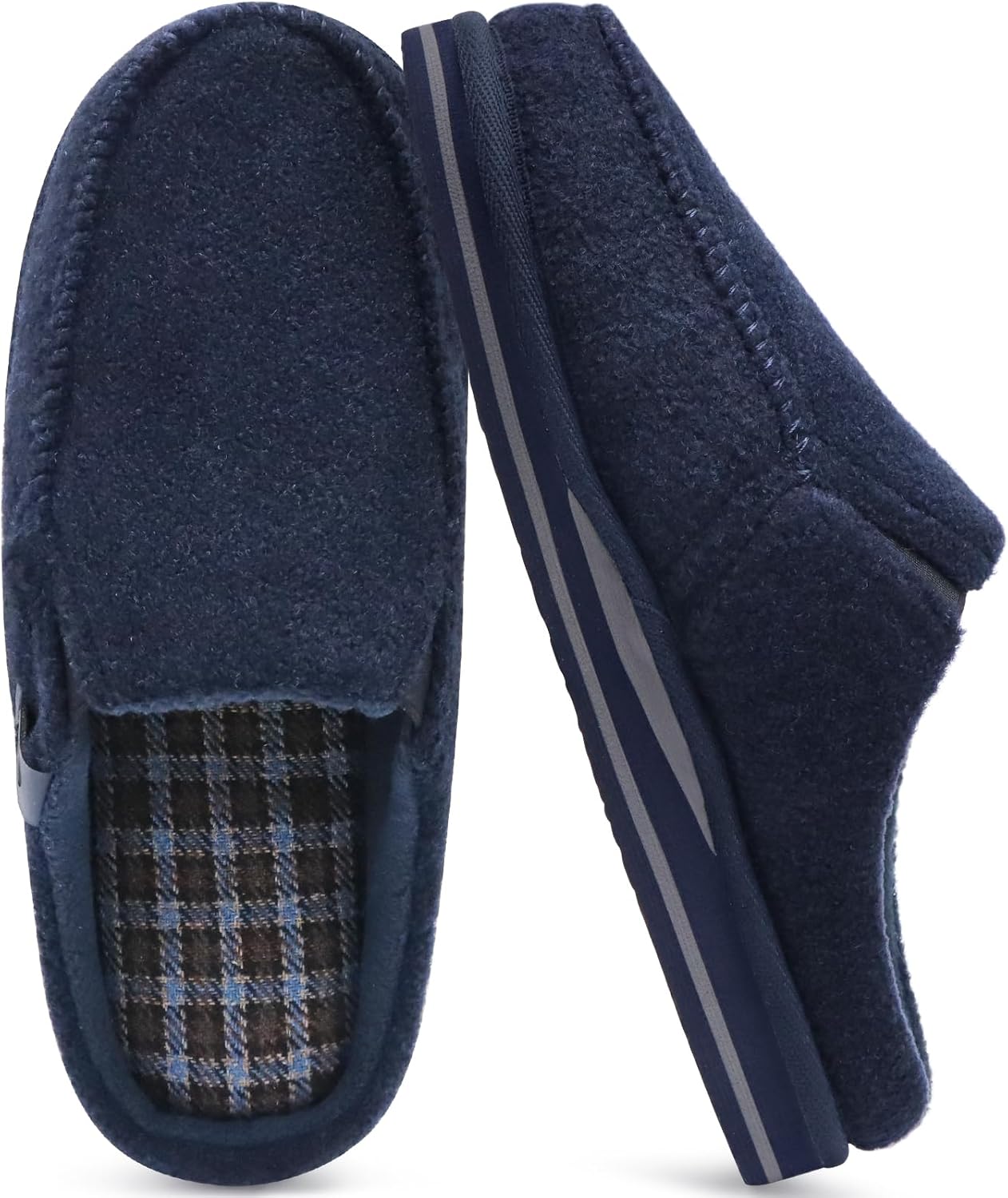 

Мужские шлепанцы ONCAI с поддержкой свода стопы, полоской, искусственным мехом, хлопковым сочетанием, высокоплотной обувной стелькой из памяти формы, теплые домашние тапочки, на ноге, для улицы и дома, резиновая подошва, размеры 7-16, Felt Blue