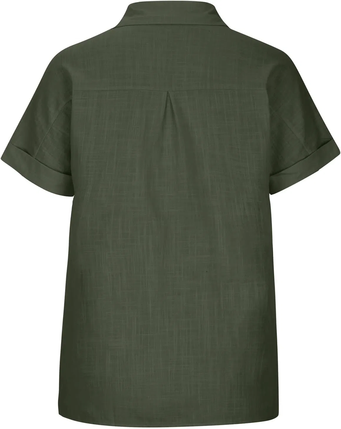 Блуза с коротким рукавом, хлопок лен, свободный крой, Army Green — фото 4