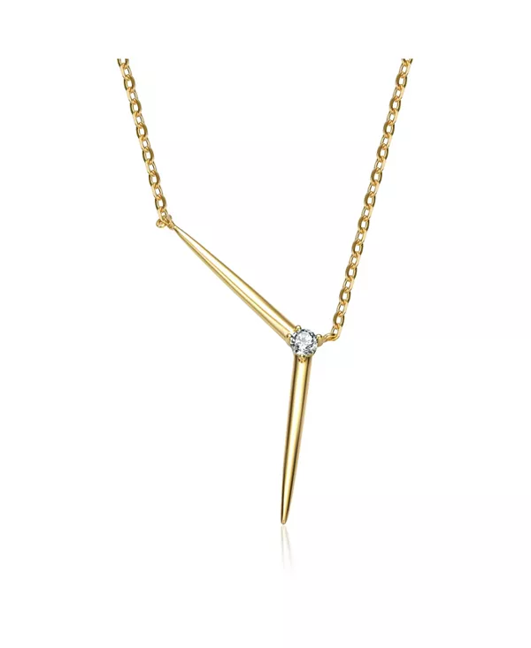 

Ожерелье с подвеской в виде солнечного шеврона из стерлингового серебра с покрытием из желтого золота 14 карат и зелеными кубическими цирконами Genevive, gold