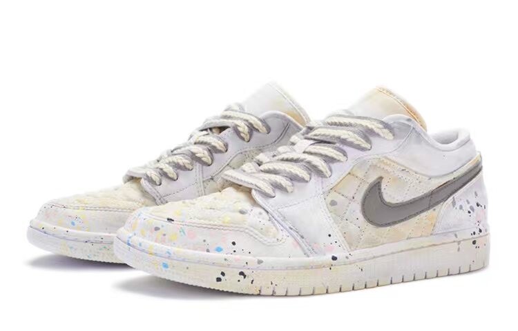 Кроссовки Air JORDAN 1 Vintage Basketball Shoes Women's Low-Top White Beige — фото 4