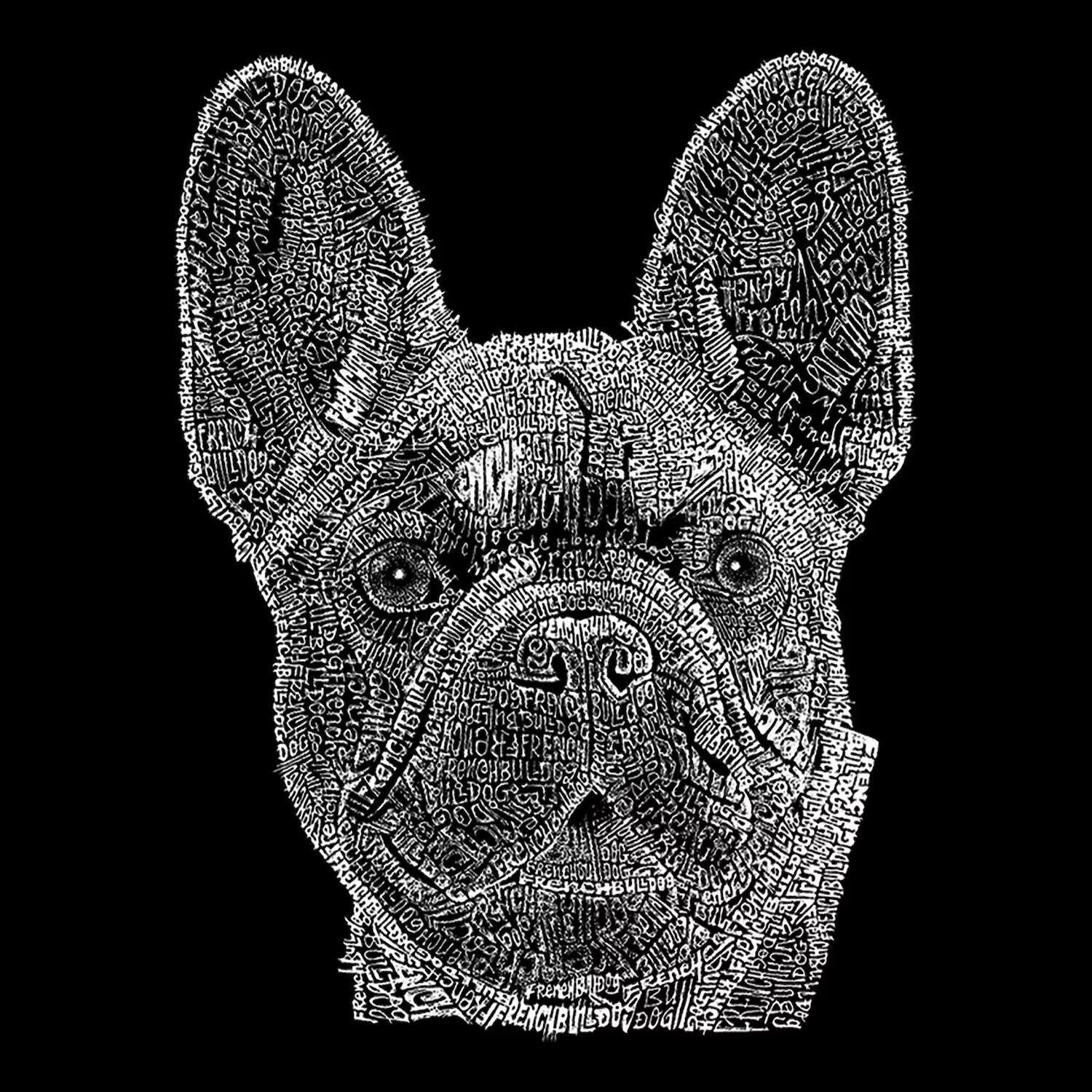 

Французский бульдог — мужская футболка с рисунком Word Art LA Pop Art, черный