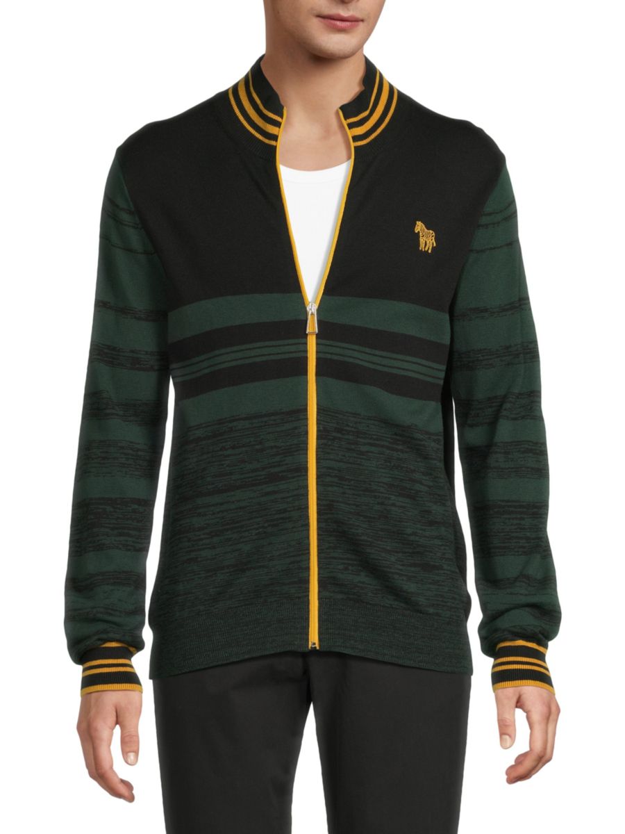 

Кардиган на молнии из шерсти с отделкой Paul Smith, цвет Petrol Green Multi