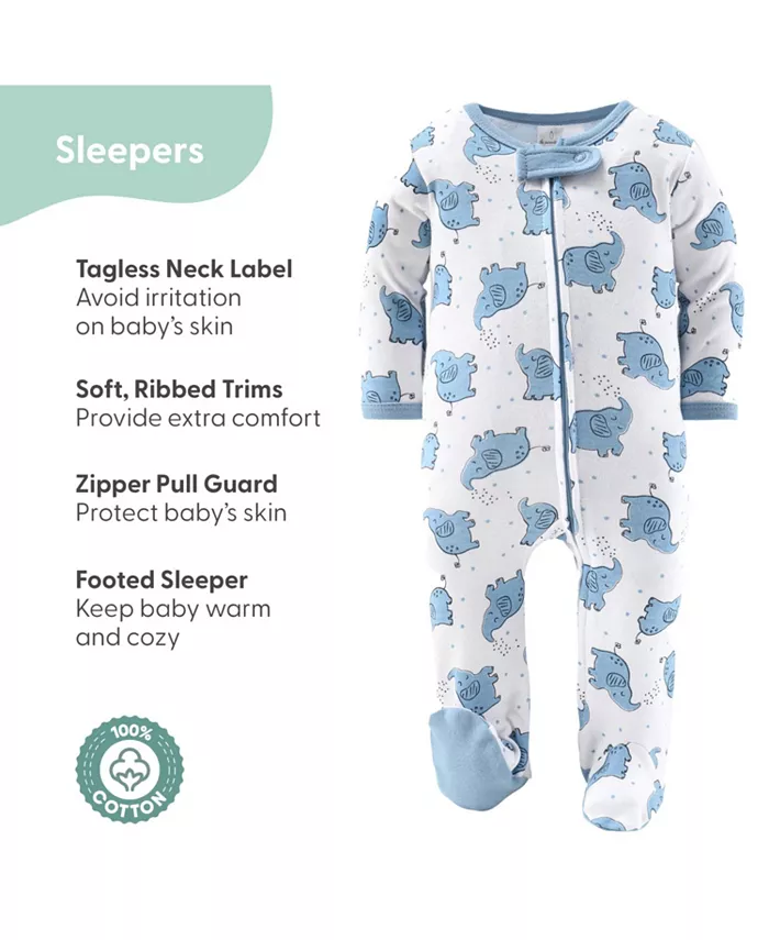 Подарочный набор для новорожденных Baby Boys Layette слон синий, 30 предметов The Peanutshell, мультиколор — фото 4