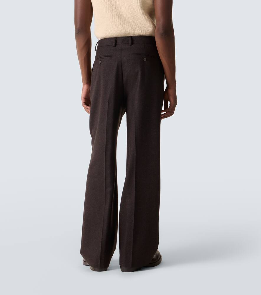 Широкие брюки из шерстяного фланели Dries Van Noten, Dark Brown — фото 4