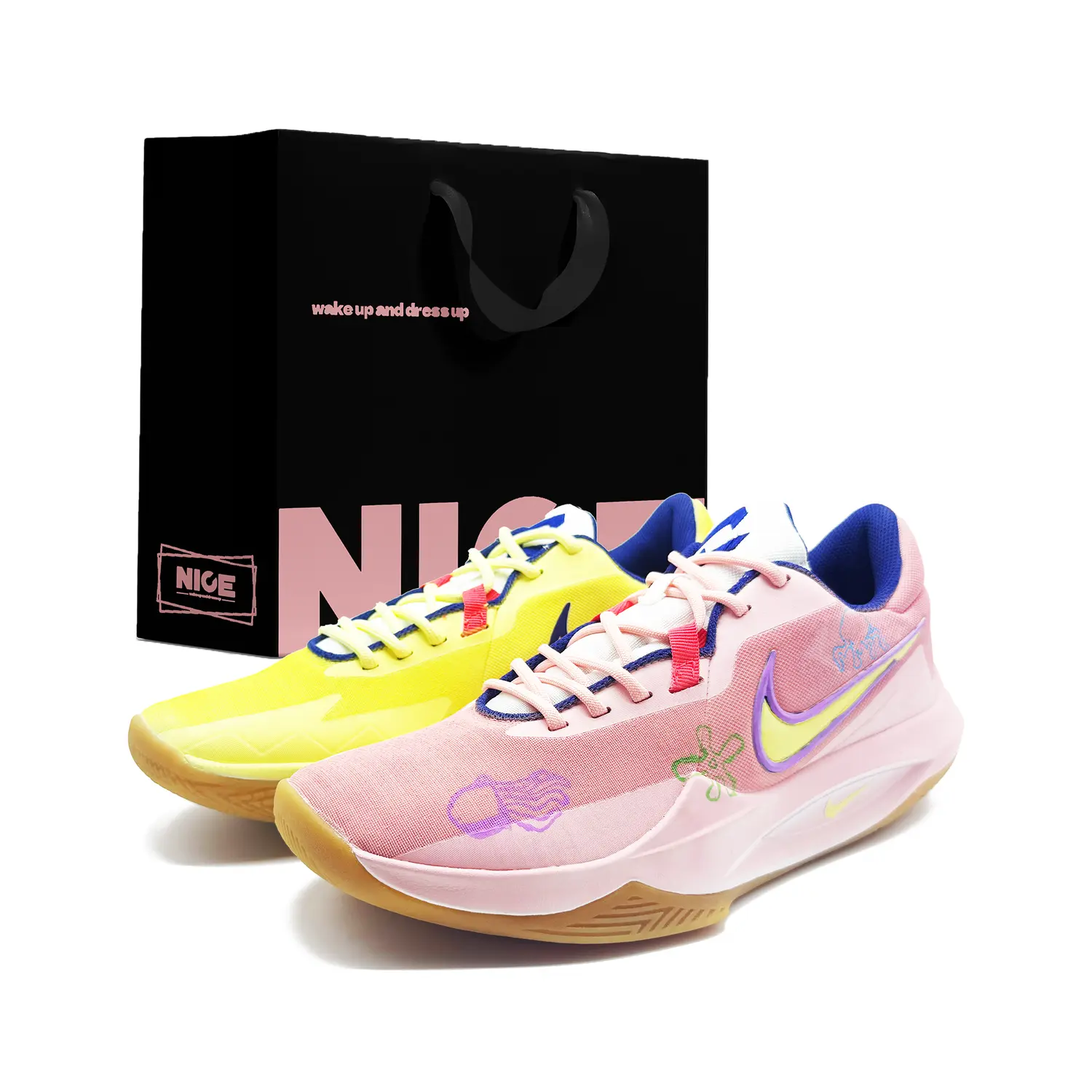 

Nike Баскетбольные кроссовки Precision 6 с низким верхом, устойчивые к истиранию, мужские, розово-желтые