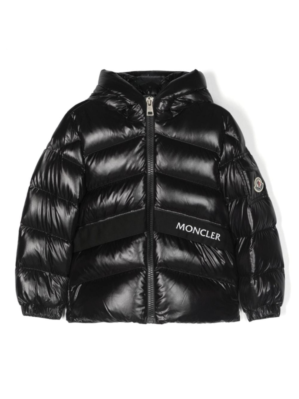 

Moncler Enfant стеганая куртка с капюшоном и нашивкой-логотипом, черный