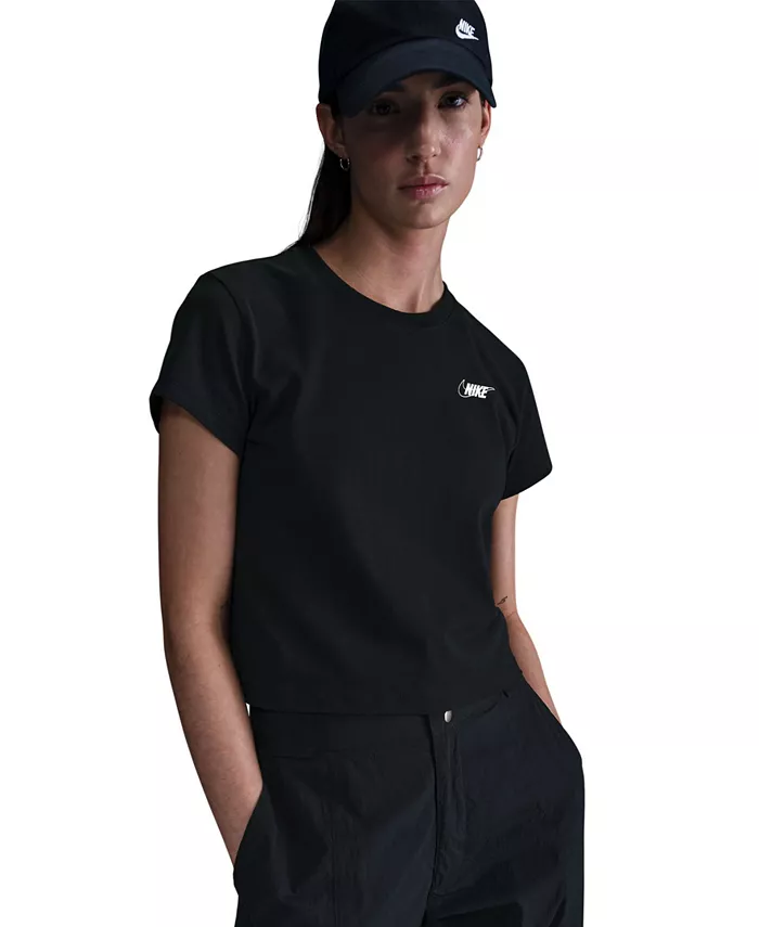 

Футболка женская хлопковая с коротким рукавом и логотипом Sportswear Club Nike, черный