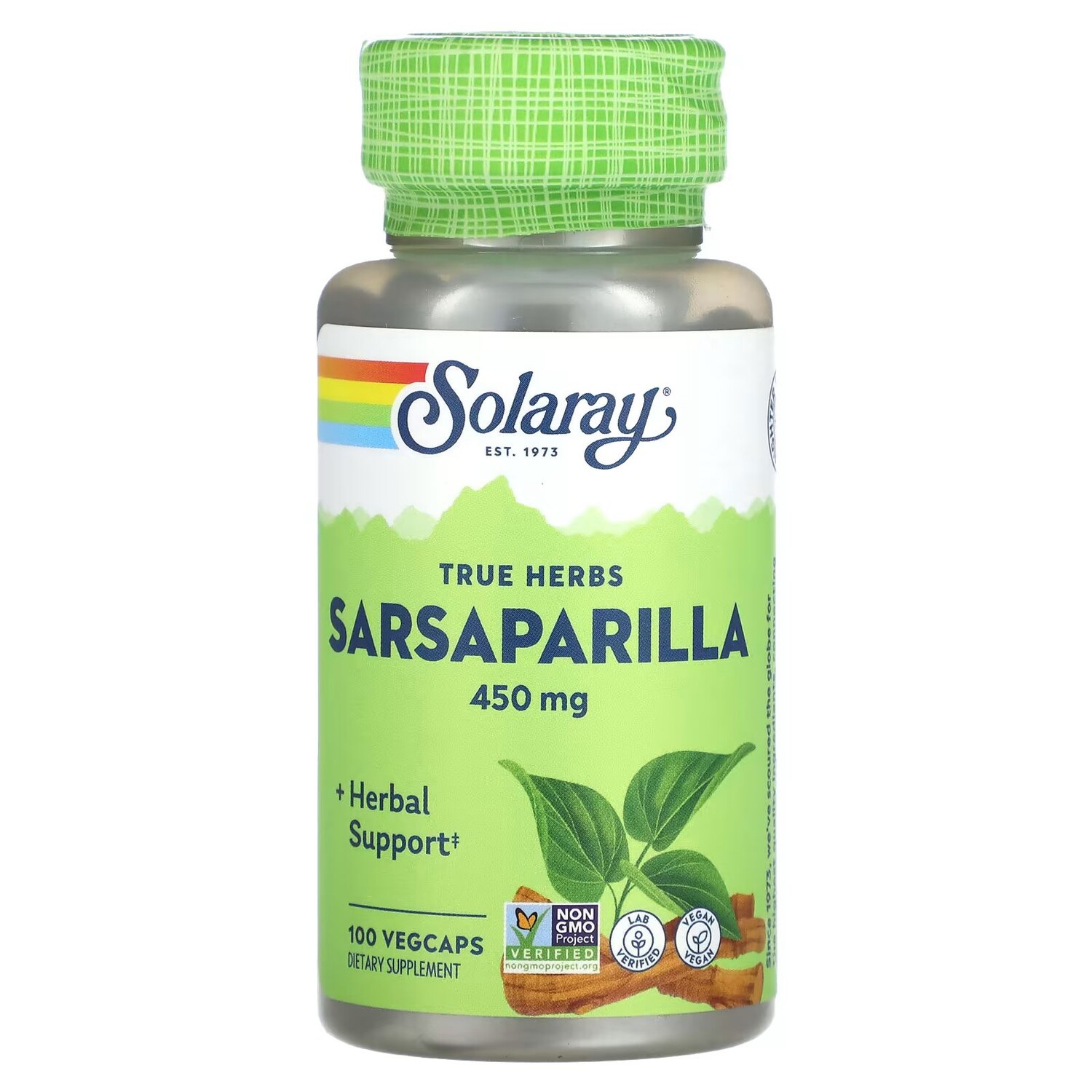 

True Herbs, сарсапарель, 450 мг, 100 растительных капсул Solaray