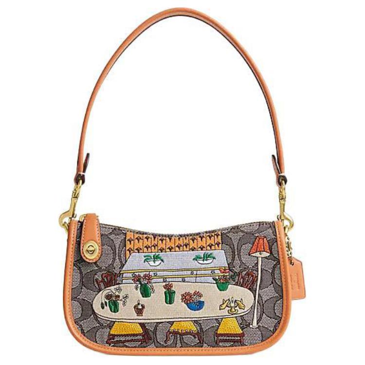 

COACH Сумка через плечо из ткани с кожаной вставкой для маджонга