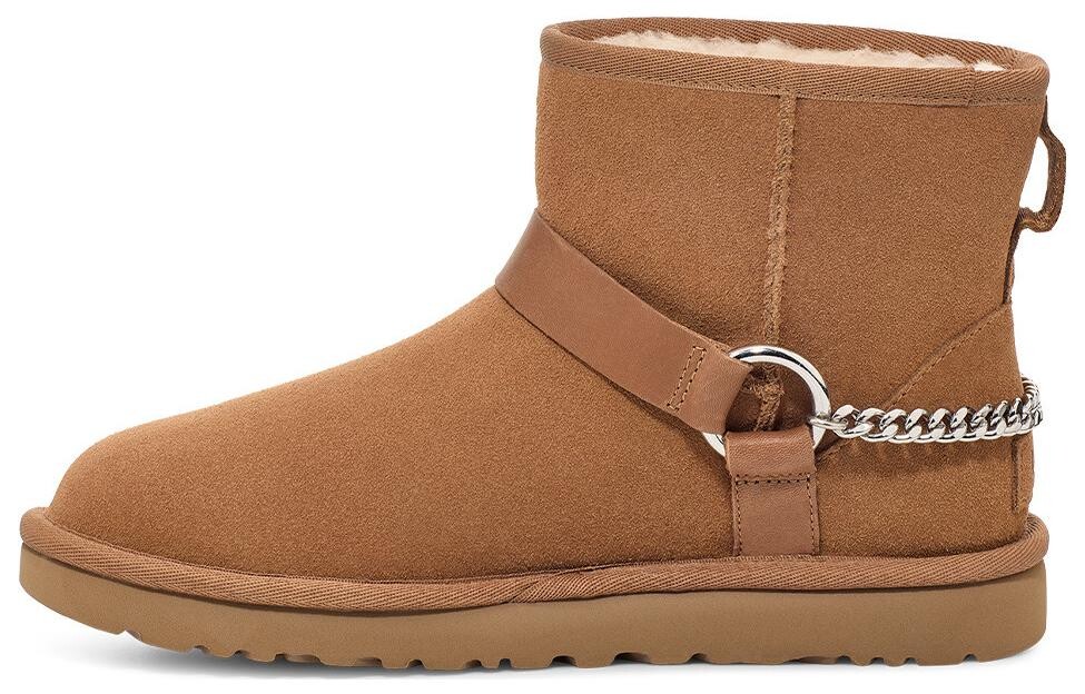 Ботинки зимние женские UGG с металлической цепочкой, каштановый