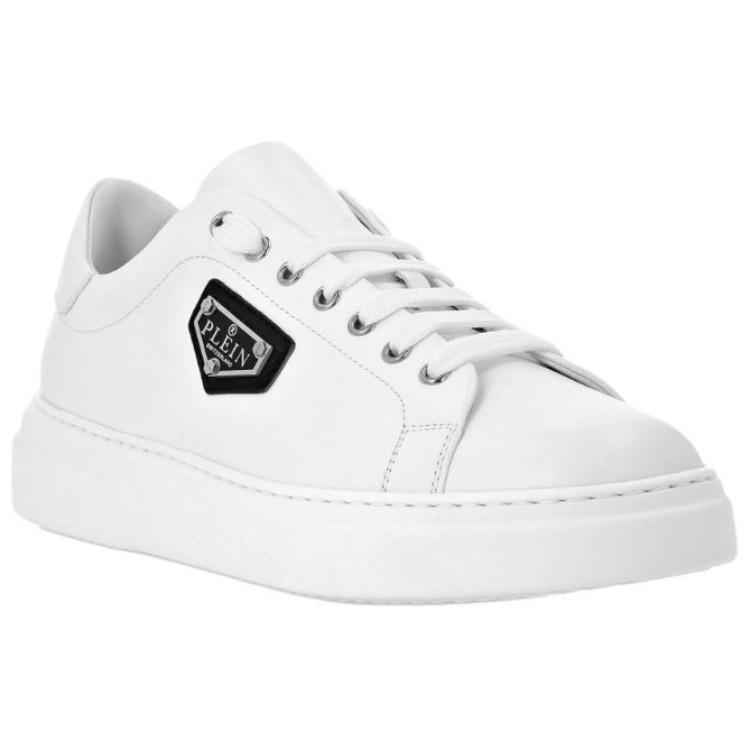 PHILIPP PLEIN Кожаные низкие кеды Unisex White — фото 4