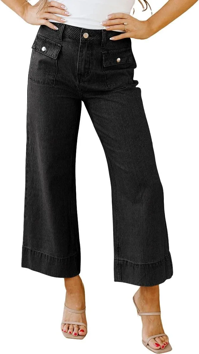 

CHOUYATOU Women's 2026 полосатые широкие джинсы Vintage Barrel Denim
