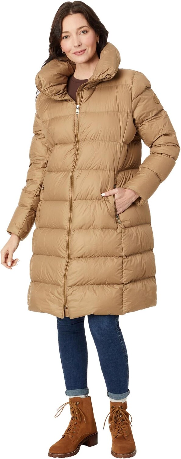 

Куртка LAUREN Ralph Lauren 3/4 Down Roll Out Hoodie, цвет Classic Camel