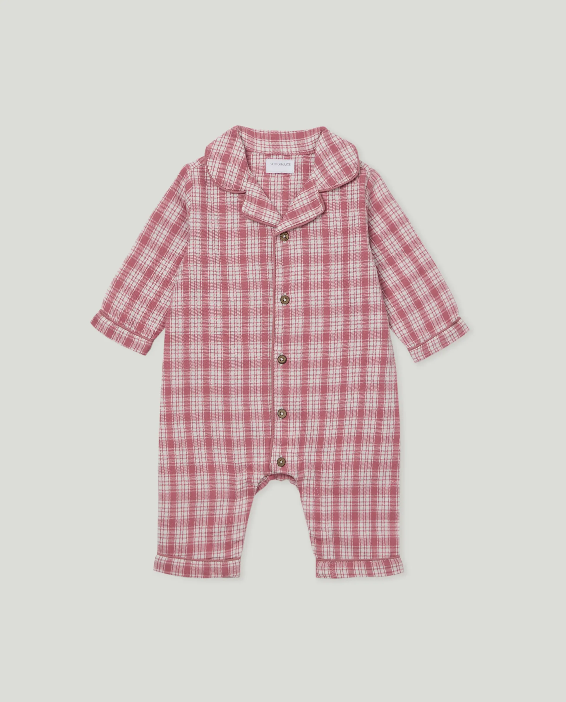 

Длинная распашонка на пуговицах в клетку для девочки Cotton Juice, розовый