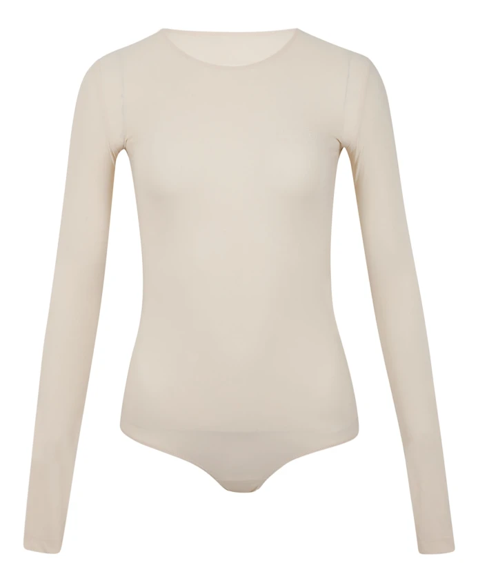 

Топ с длинными рукавами и круглым вырезом Mm6 Maison Margiela, бежевый