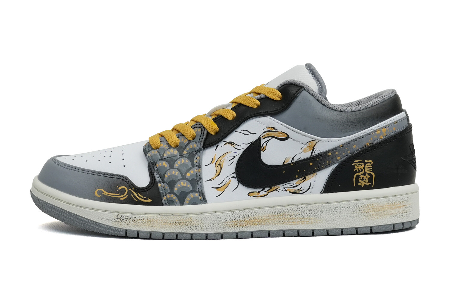 

Кроссовки Air Jordan 1 Vintage Basketball Shoes Men Low-top Grey/white, серый